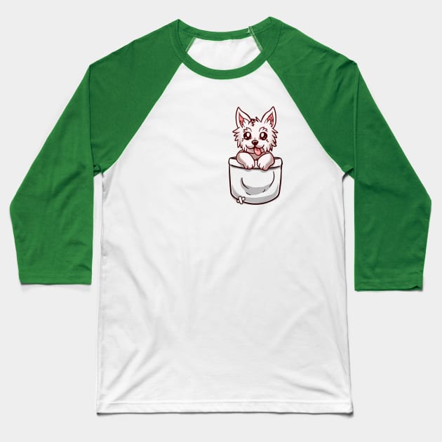 Pocket West Highland Terrier Baseball T-Shirt by TechraPockets